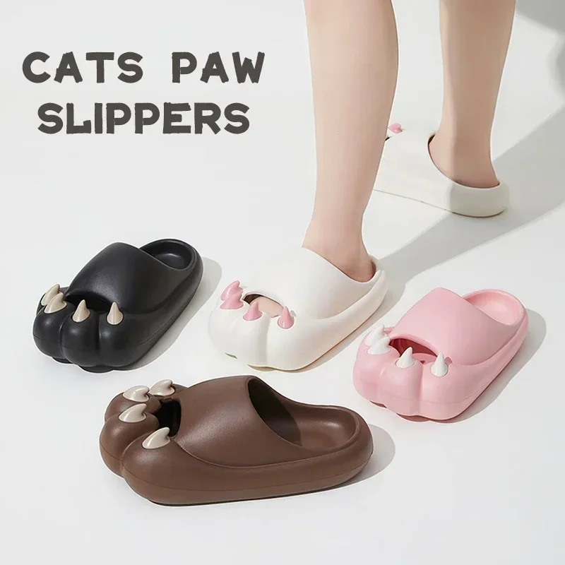 Cute Cat Claw Slipper Women's Summer Sandals Home Anti-Slip EVA Bear Paw Anti-collision Couple Casual Slippers Fun Flip Flops