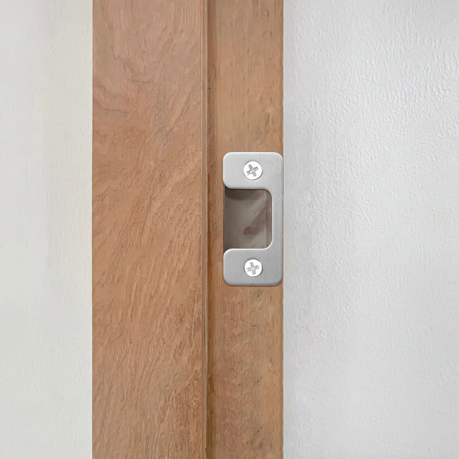 Door Latch Guard Plate Heavy Duty Iron Door Security Protector Deadbolt Strike Plate Cover for Exterior Use Outswing Latch Guard