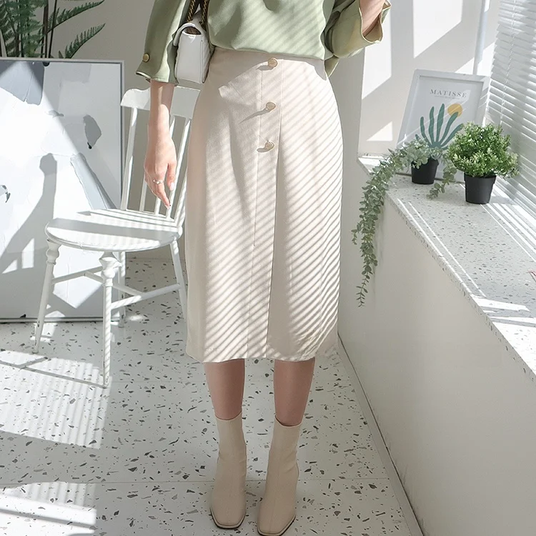 

High Waist Pleated Commuter Versatile Slimming f Skirt Busin Casual Ci Commute Leisure Polyester Fiber Skirt