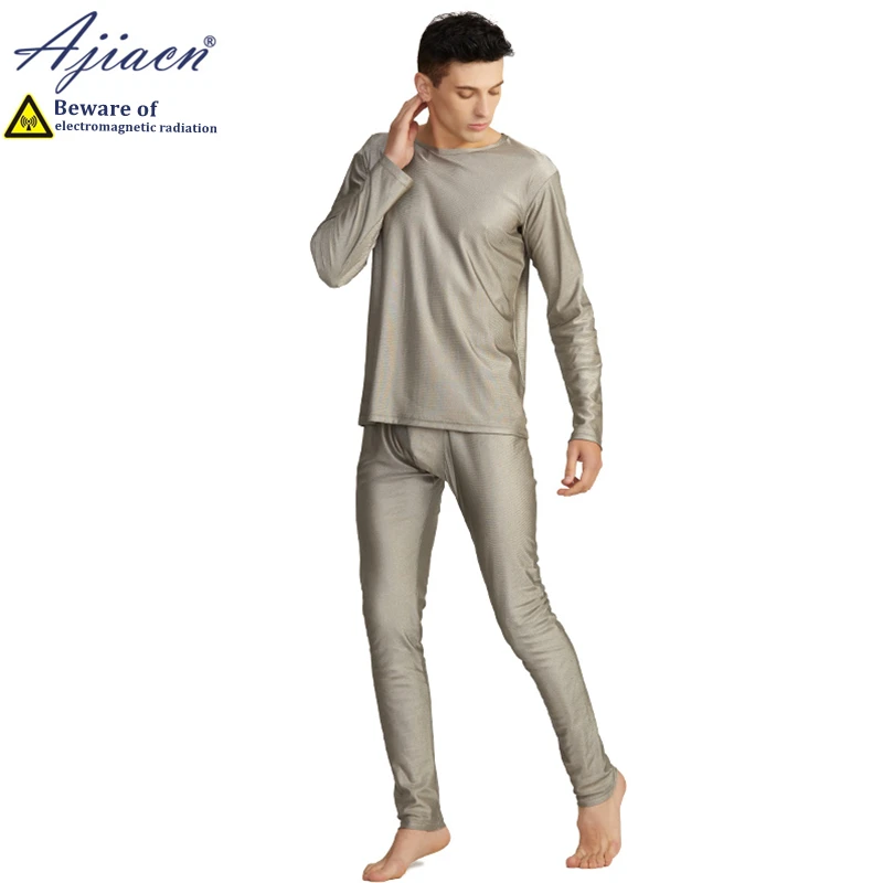 Genuine anti-radiation 100% silver fiber knitted fabric men\'s long underwear Electromagnetic radiation shielding underwear