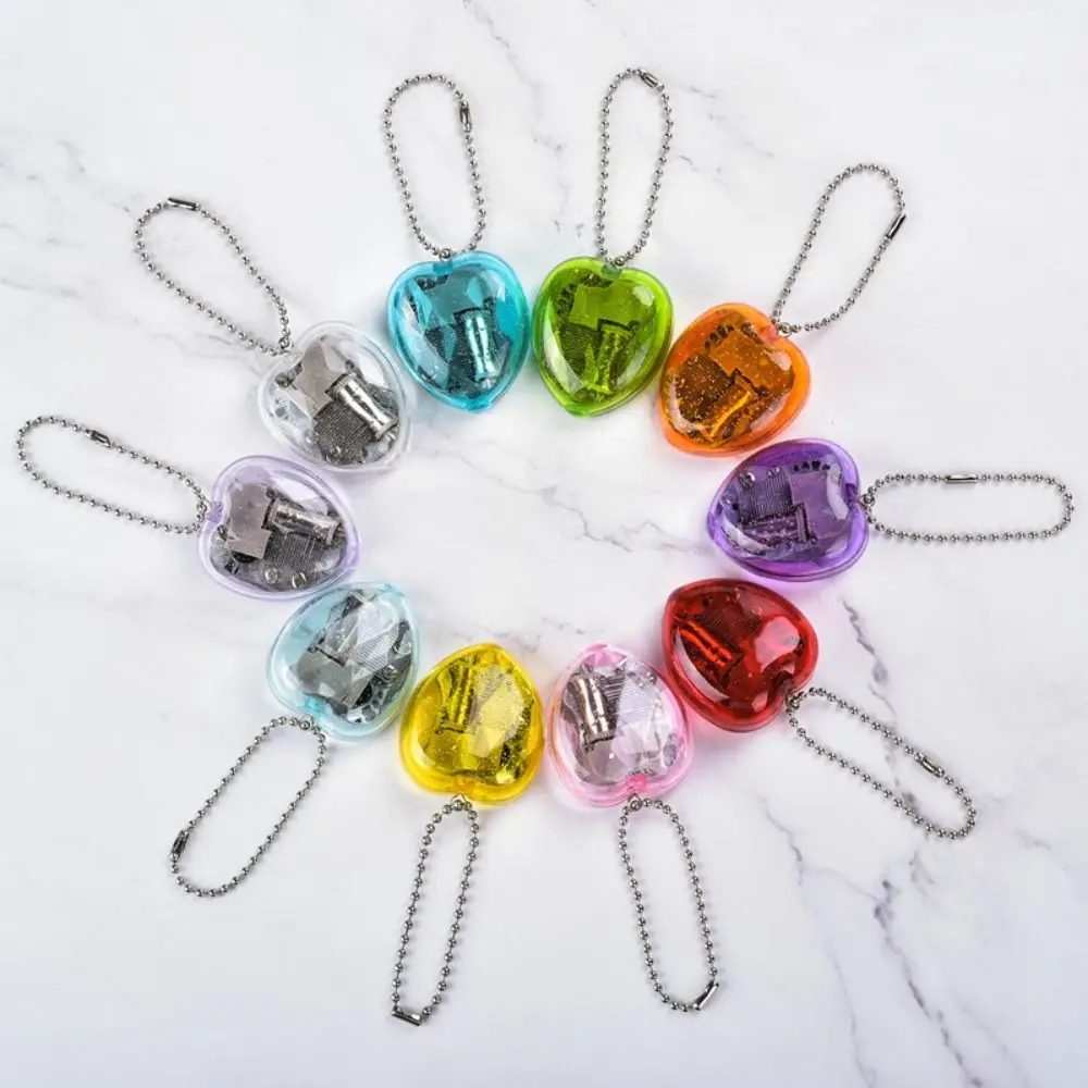 Hot Sale Mini Heart-Shaped Musical Box High Quality Acrylic Keychain Creative Music Case Red/Purple/Green/Transparent