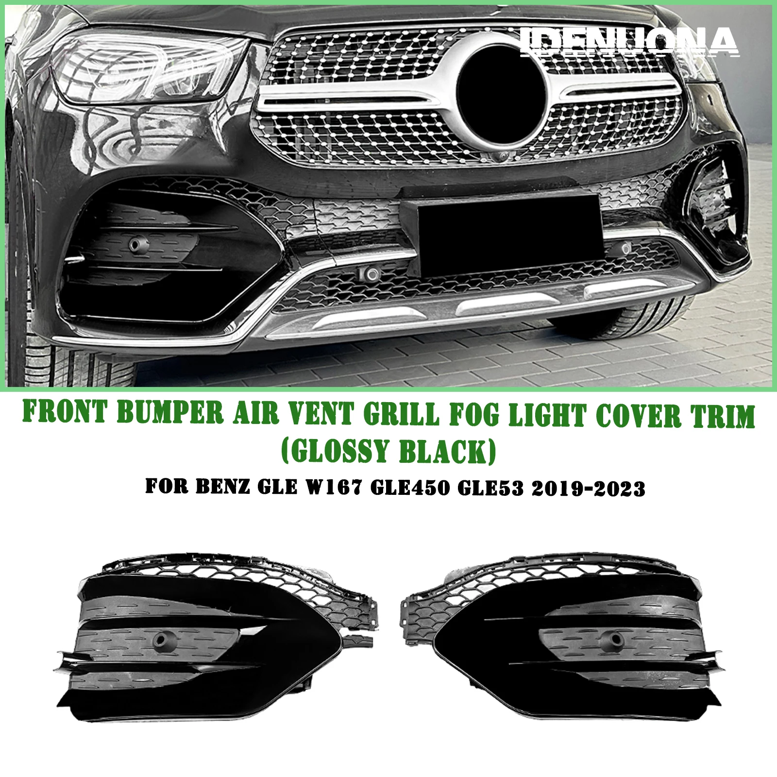 Front Bumper Side Fog Light Cover Grill For Mercedes Benz GLE-Class W167 GLE450 GLE53 2019-2023 AMG