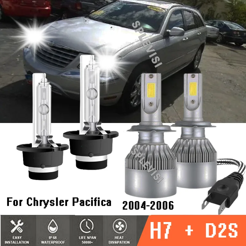 

LED & HID Headlight Bulbs H7 High & D2S Low Replacement Lamp Light 6000K Replace For Chrysler Pacifica 2004 2005 2006