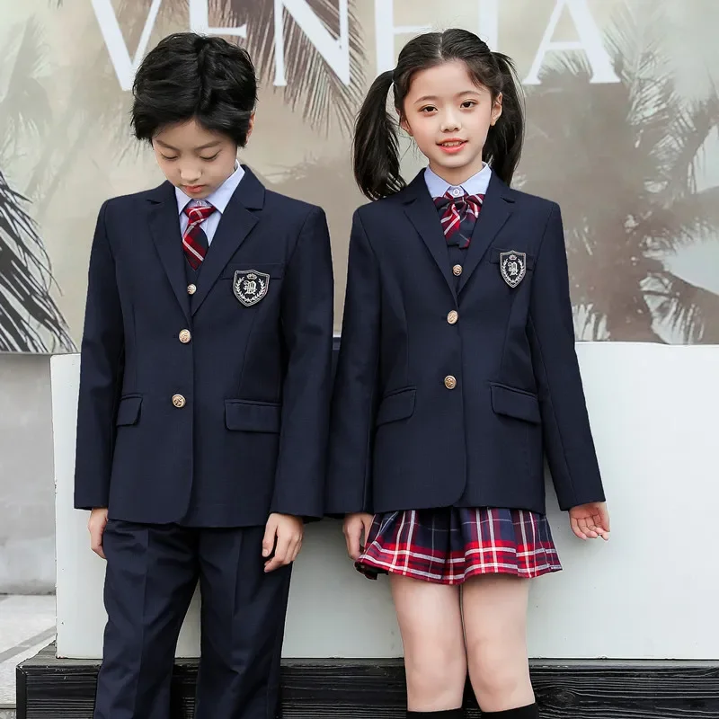 Children's suit Primary school uniform suit Spring long-sleeved British JK pleated skirt class uniform Kindergarten uniform