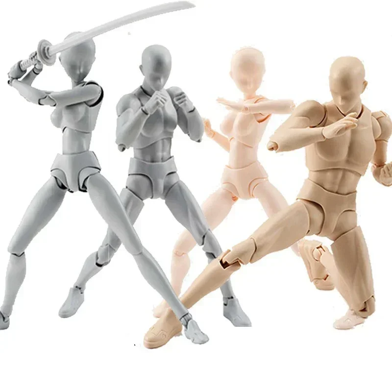 15cm Multi-joint movable Figure SHFiguarts BODY KUN / BODY CHAN Grey / Orange Color Ver PVC Action Figure Collectible Model Toys