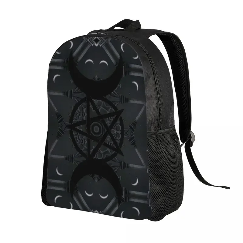 Custom Goth Triple Moon Goddess Laptop Backpack  Fashion Bookbag for School College Student Pentagram Magic Witch Witchcraft Bag