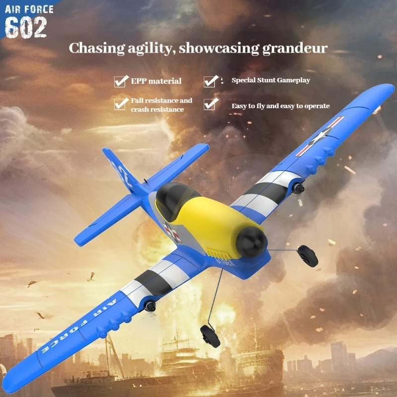 

KF602 RC Plane P51D Mustang Fighter Foam Fixed Wing Built-in Gyro Stabilization Electric Remote Control Outdoor Flying Toy
