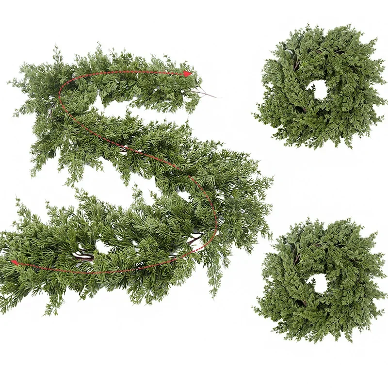 

Artificial Christmas Garland Ivy Vine Seasonal Pine Needles Cypress Garland Greenery Plant for Xmas Home Halloween Winter Decor