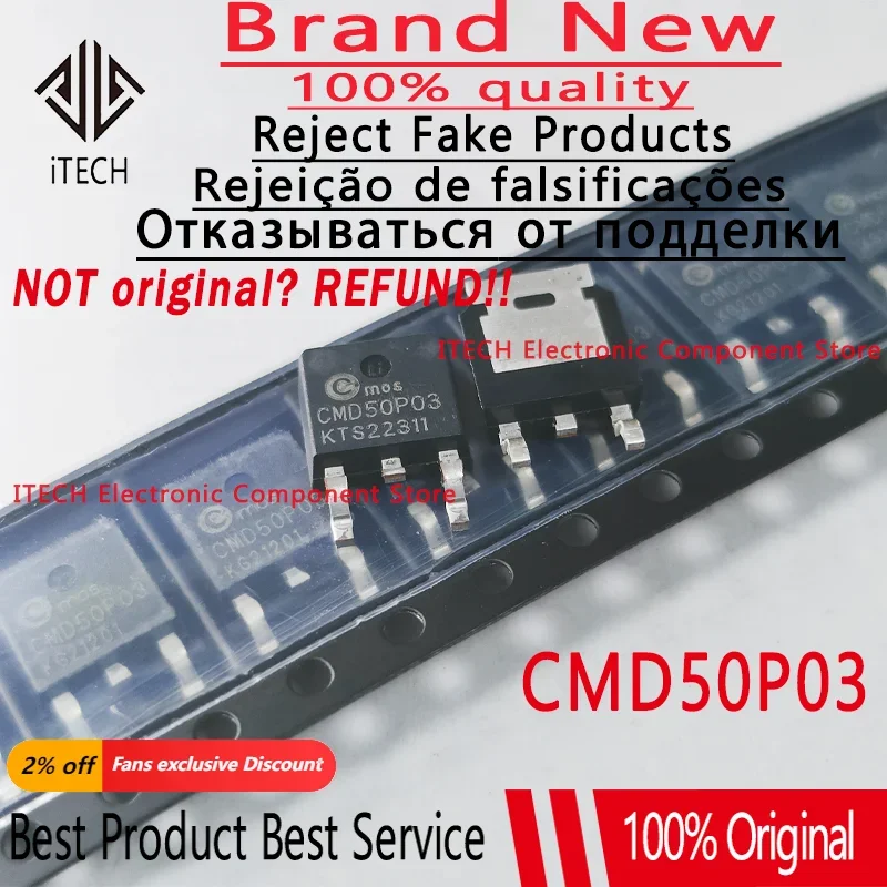 10pcs/lot Original CMD50P03 50P03 TO-252 P-channel - 30V - 50A FET MOSFET 100% New and Genuine