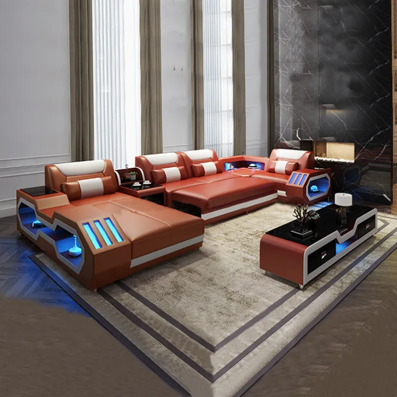 European living room technology style sofa combination leather sofa KTV private room audio and video room creative personalized