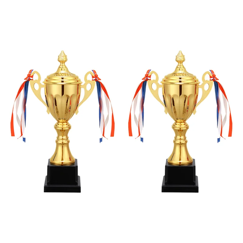 2 шт. 11-дюймовый золотой кубок трофей для спортивных встреч, соревнований, победитель футбола, награды за командой и конкурсные вечеринки, сувениры
