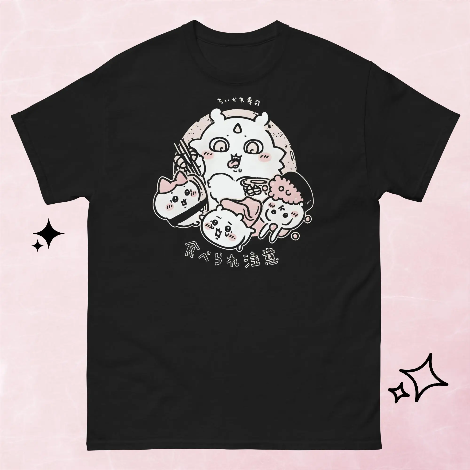 Chiikawa Kawaii Anime Tee Unisex Short Sleeve Tops Casual Daily Outfit Lovely Character Print T‑Shirt For Men Women