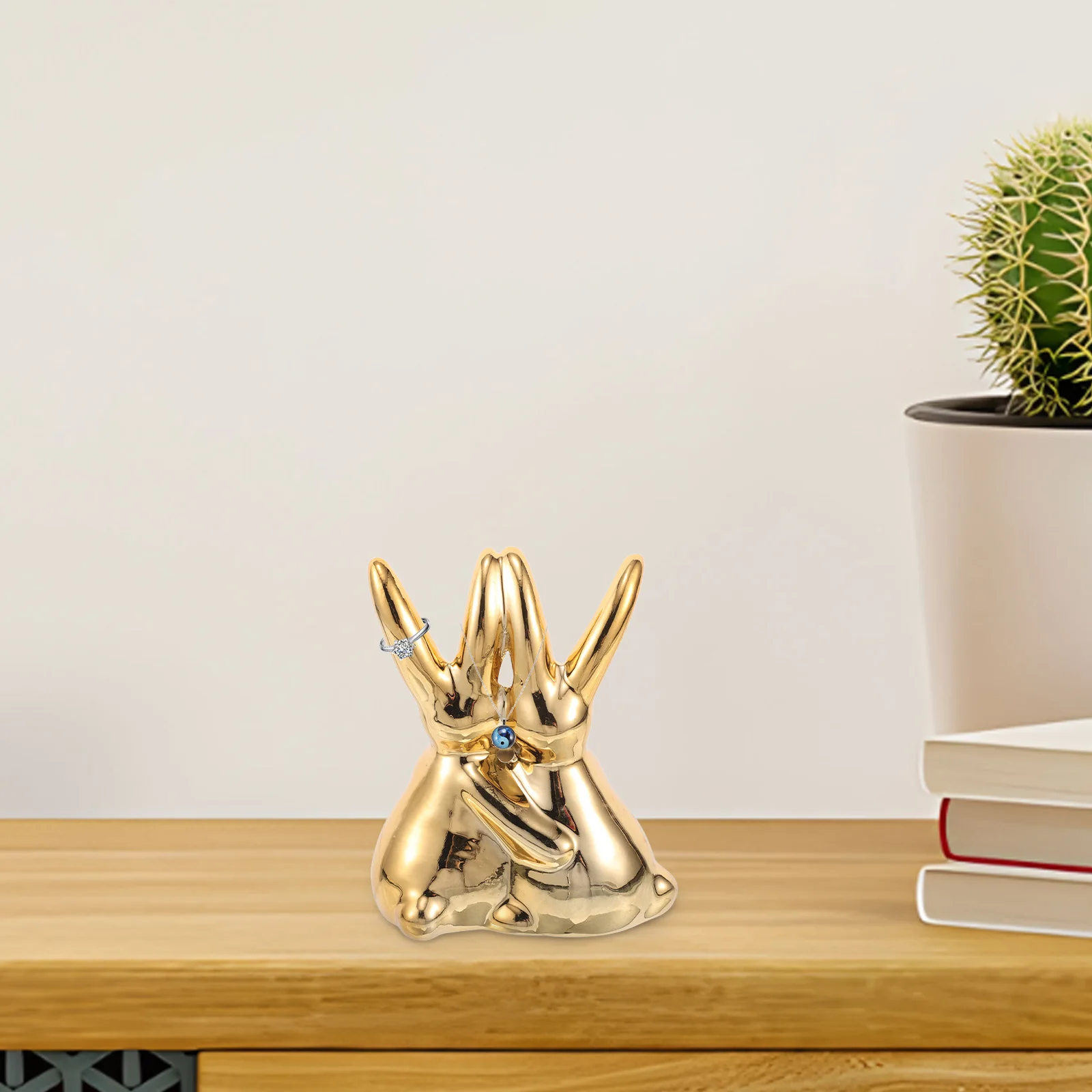 

Rabbit Shaped Ceramic Decor Piece Elegant Home Accessory for Shelf Entryway Living Room Cabinet Display Easter Gift Idea