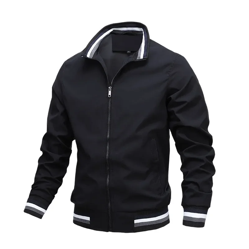 2024Autumn and Winter Men's Stand Collar Casual Zipper Jacket Outdoor Sports Coat Windbreaker Jacket for Men Waterproof Bomber