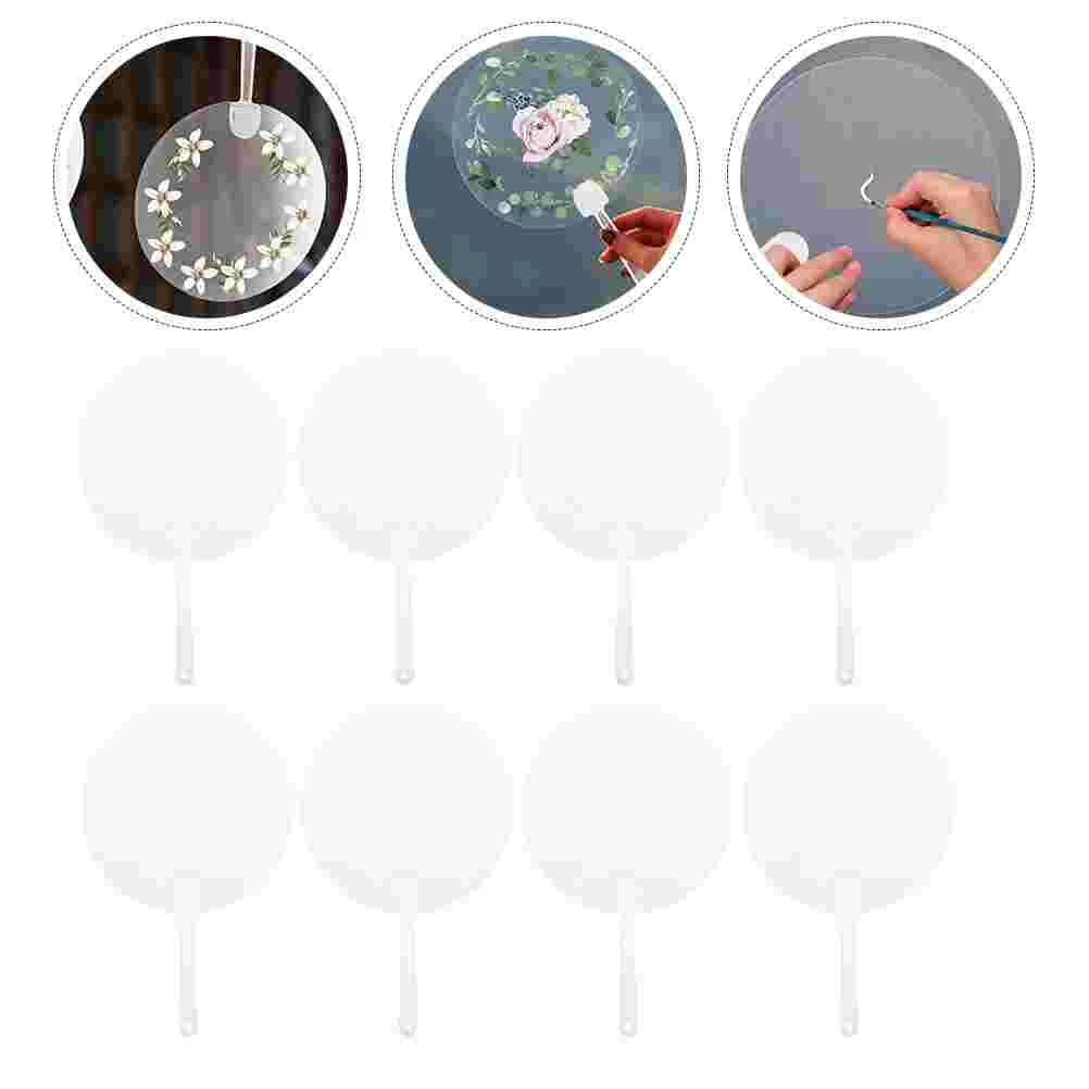 10 Pcs Round Hand Fan Transparent Kids Painting Fans Folding Refreshing Graffiti Pvc Clear Multi-functional DIY