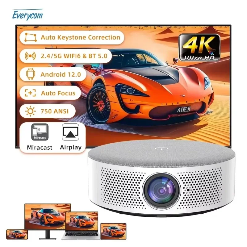 Android 12 4k LCD Projector Led Proyector Everycom T60 WiFi 6 Beamer 1080P 3D Smart Projector 4k Android Video Projector