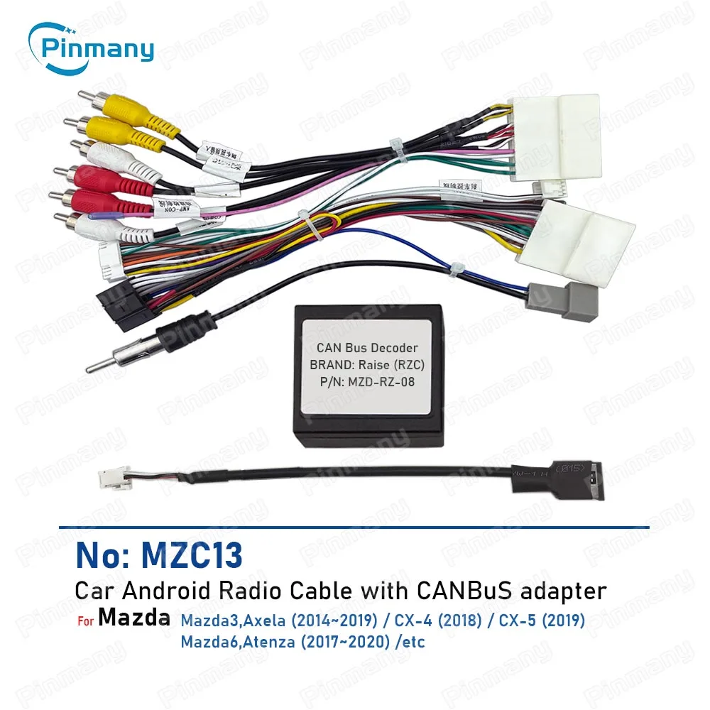 Car android Radio Cable CAN Bus Adapter MZD13 for Mazda 3 6 Axela CX-4 CX-5 Atenza Power Wiring Harness Connector Socket