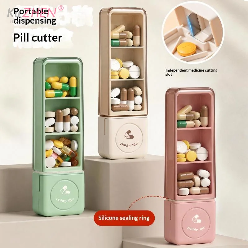Boîte à pilules portable colorée à 3 compartiments, étui de rangement pour médicaments, boîte à pilules de voyage, petite boîte facile à transporter