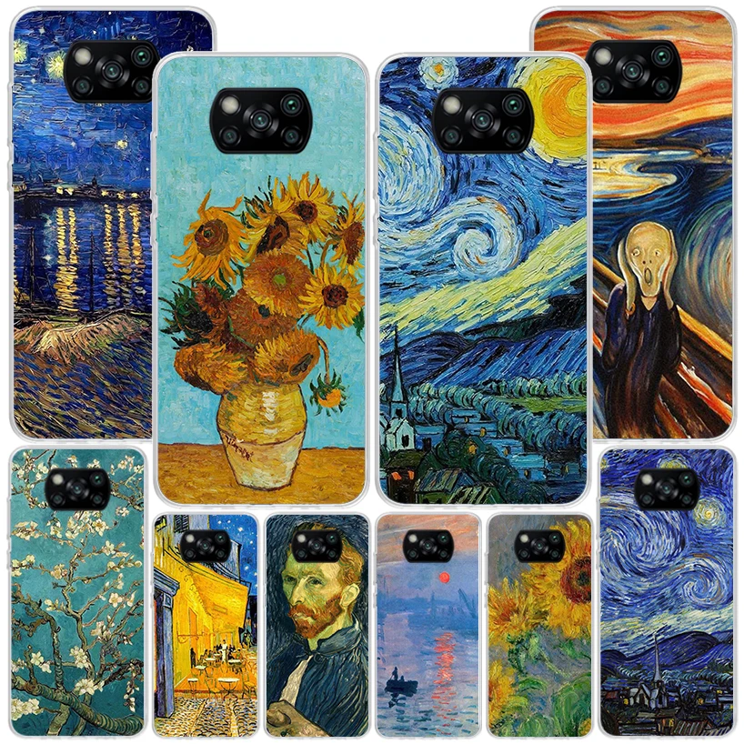 Van Gogh Oil Art Painting Phnoe Case for Xiaomi Poco X5 Pro X4 Gt X3 Nfc M5S M4 M3 M2 F3 F2 F1 Mi Note 10 Lite A2 A3 Unique Cove