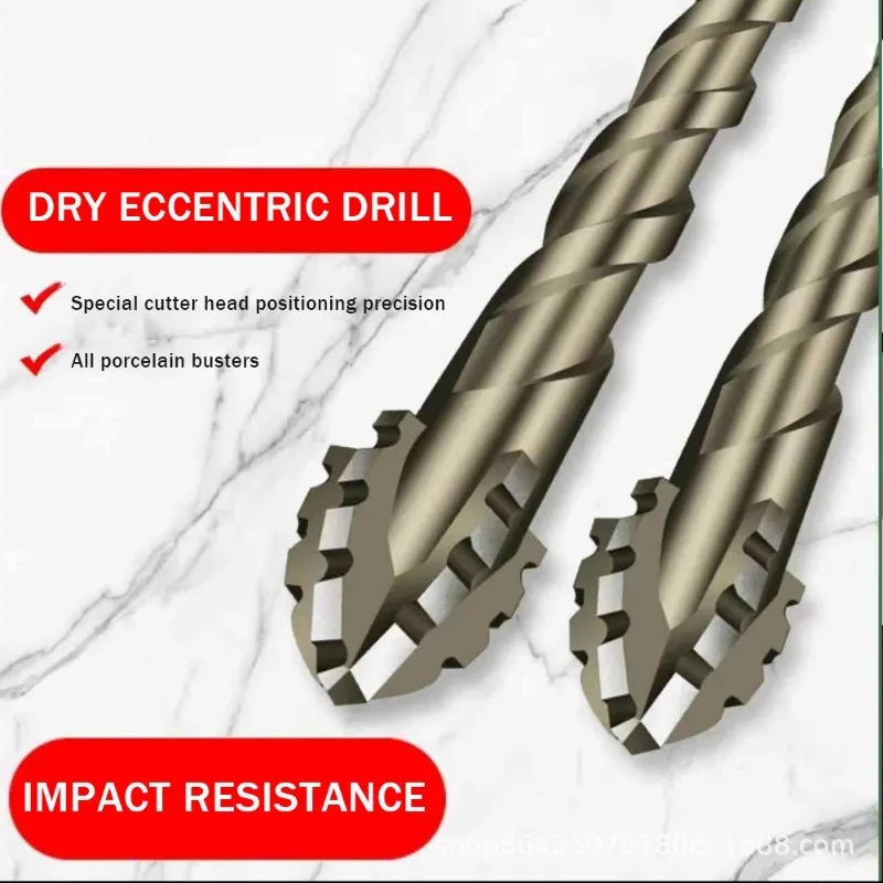 Juego de brocas excéntricas, broca dentada de cuatro filos, broca dentada puntiaguda biselada de alta dureza, herramientas adecuadas para ladrillo y madera