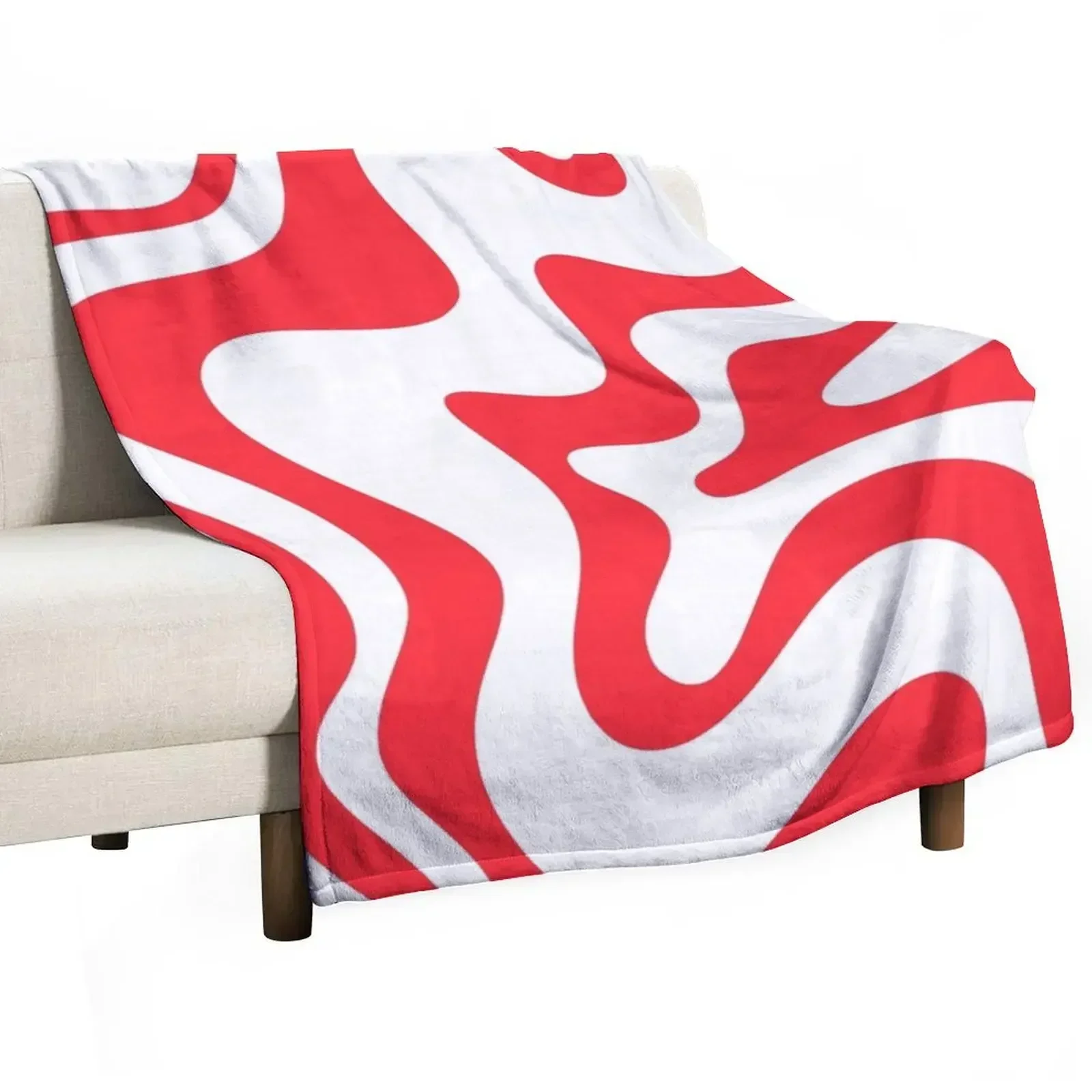 

Retro Liquid Swirl Abstract Pattern in Bright Red and White Throw Blanket blankets and throws Giant Sofa Blankets