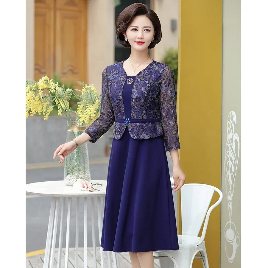 

Mother Wedding Party Dress Spring Autumn Middle-aged Female Cheongsam Dresses High End Noble Women Elegant Vestido 5XL