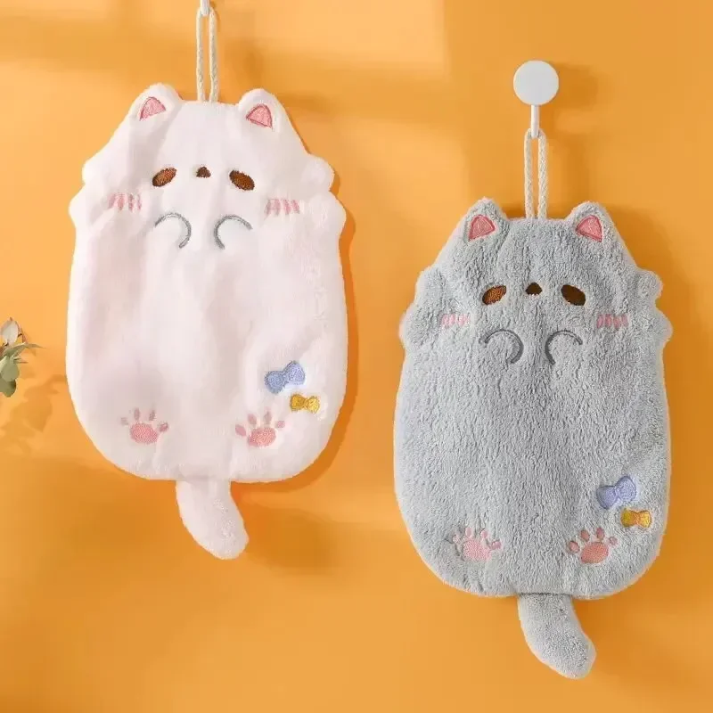 Najwyższej jakości wiszący ręcznik Cartoon Tanuki Coral Velvet, gruba chłonna tkanina, bez wypadania włosów, idealny do użytku w kuchni i łazience — zdjęcie 4