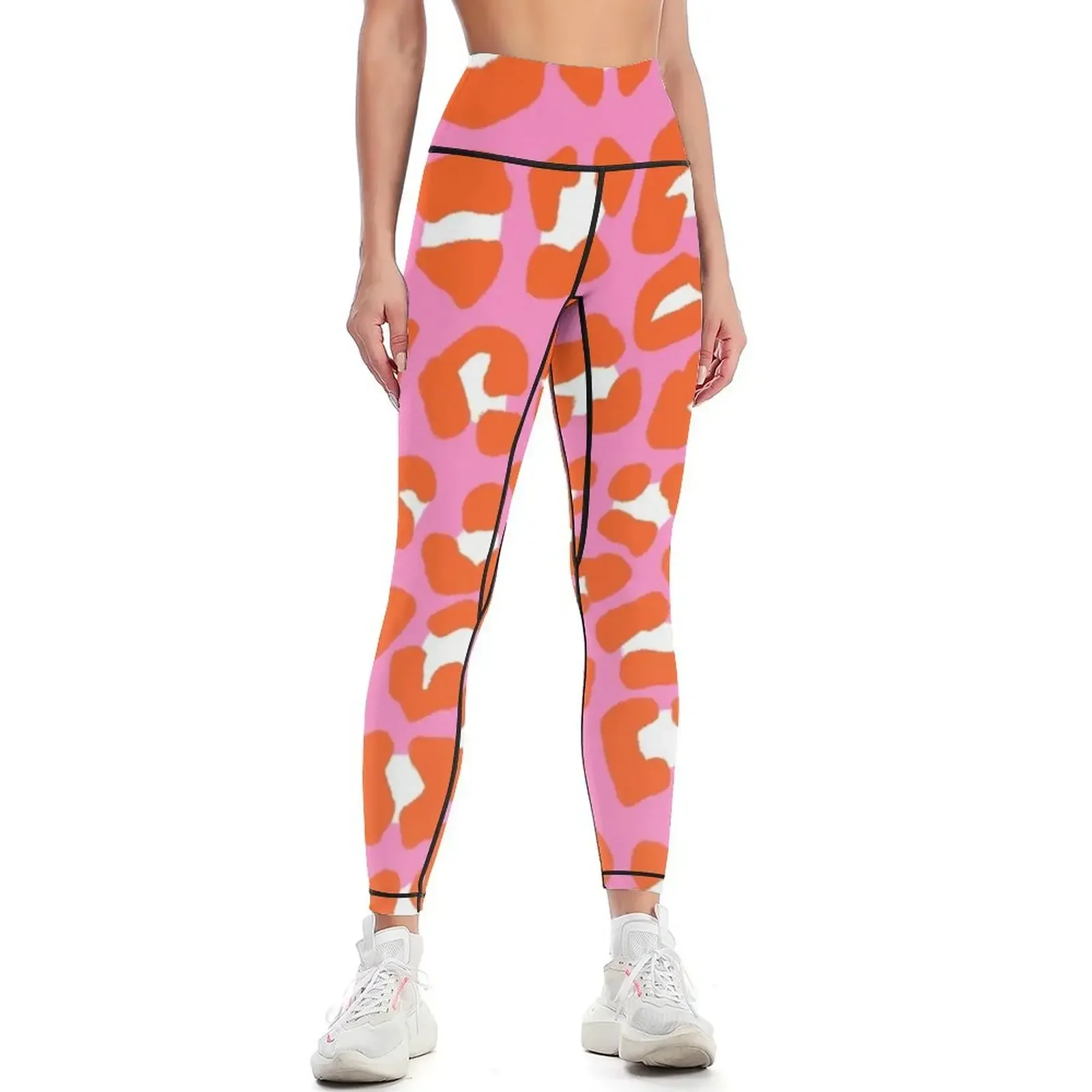 

Pink and Orange Leopard Spots Print Pattern Leggings Women's tights Training pants harem pants jogging pants Womens Leggings