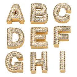 OCESRIO White Crystal Small Initial Letter Necklaces Pendant Copper Gold Plated Alphabet Jewelry Making Supplies pdtb530