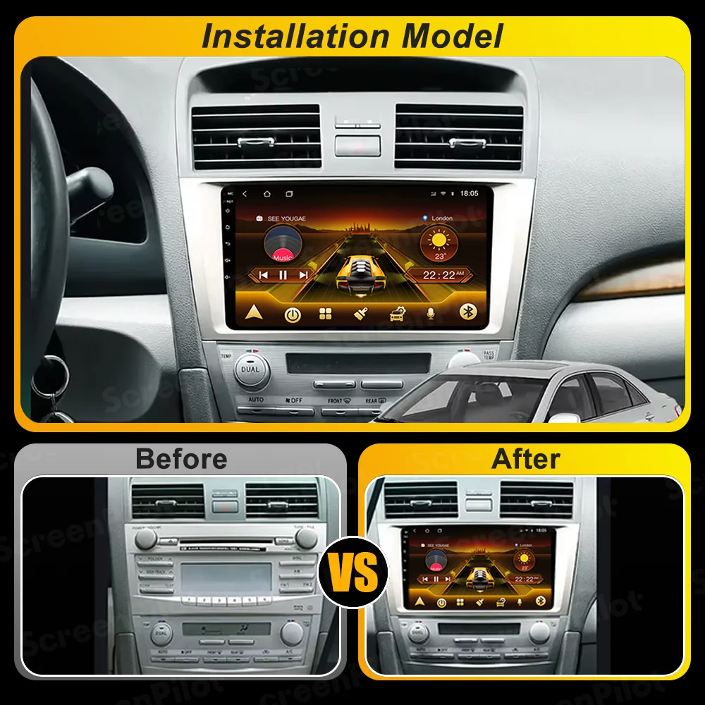 For Toyota Camry 6 XV 40 50 2006 2007-2011 Android 16  2 din GPS Navigation Mirror Link Bluetooth 8 Core Wifi RDS DSP 5G 10 Inch