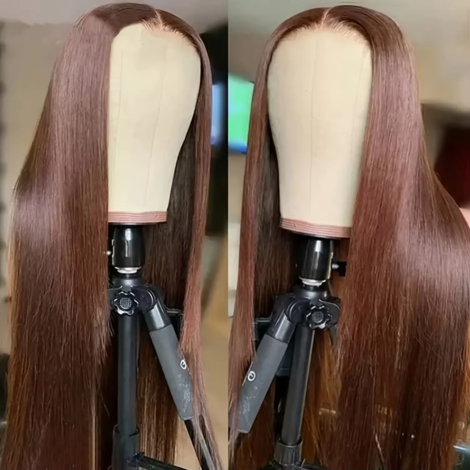 

Bone Straight Chocolate Brown Wigs Human Hair 13x4 HD Lace Frontal Human Hair Wigs Brown Lace Front Wigs For Black Women