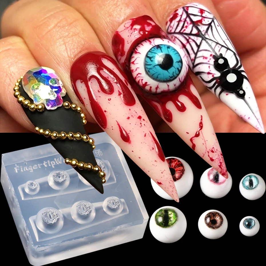 1pcs Eyeball Silicone Nail Art Mold Embossed Evil Eye Cat's Eye Snake Dragon Eyes Gothic Style Carving Mould Stamping Plate Tool