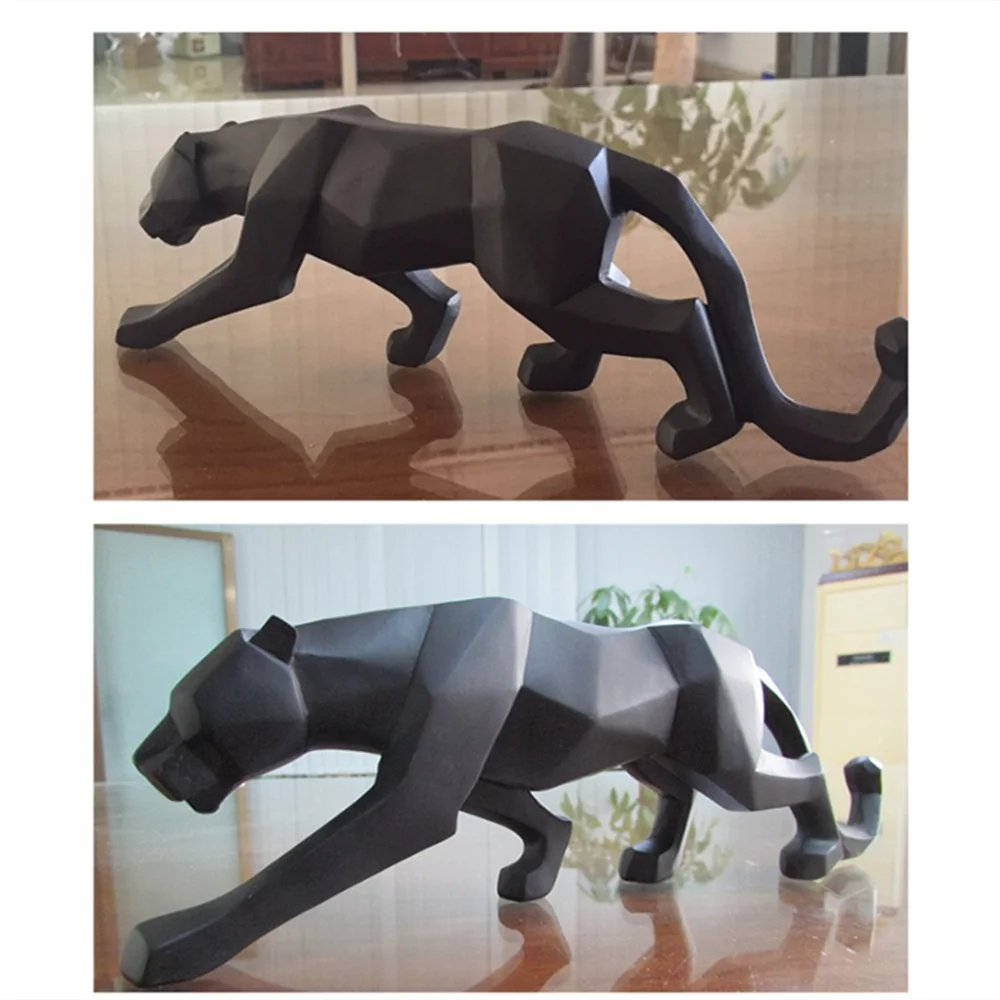 

Abstract Leopard Statues Panther Sculpture Hand Carved Animal Resin Modern Home Decoration Small Large Black White Gold