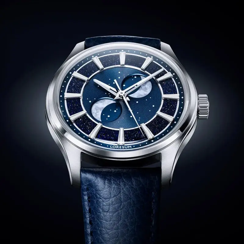 LS05 Dual Moon Phase Galaxy Blue LS05-BL Watch, Moon Phase Watch