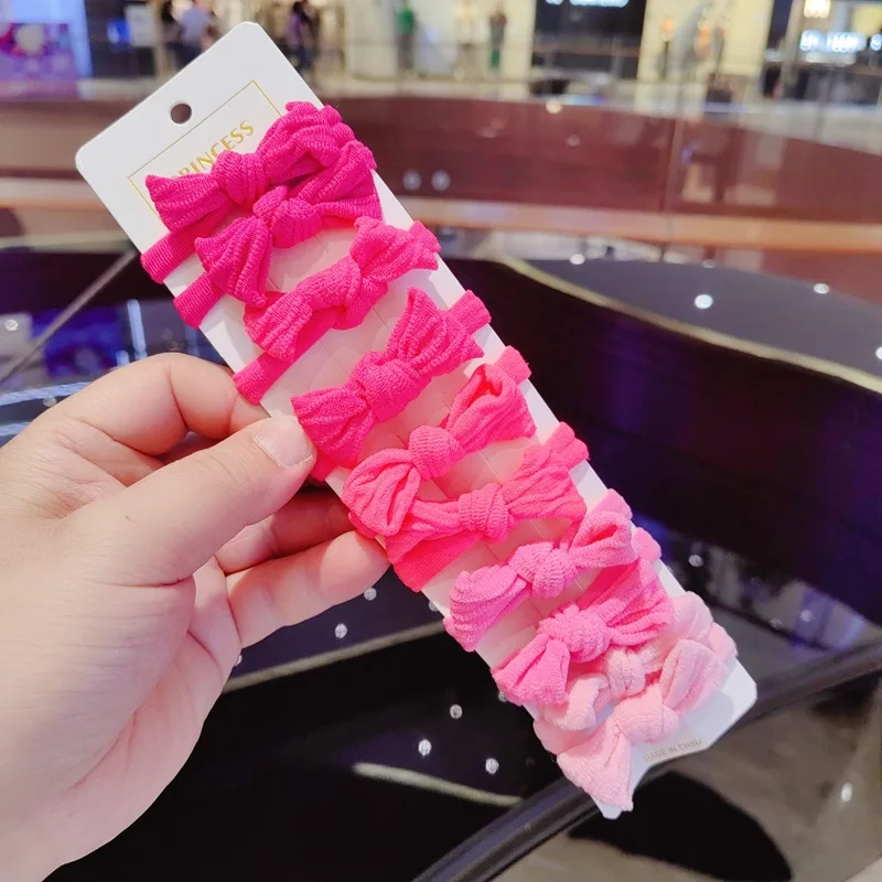 10 مجموعات من ربطة القوس فيونكة حلقات الشعر أفخم الحلوى الملونة العصابات الجلدية الفتاة ذيل حصان الشعر حبل مزاجه الكرة رئيس حبل الملحقات #5