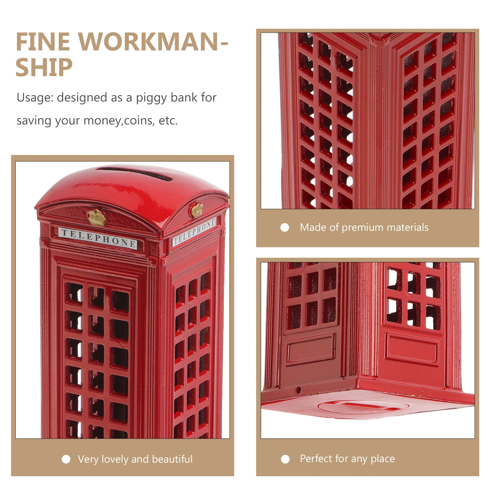 

Vintage Iron Piggy Bank Decoration Coin Storage for Kids Adults Money Saving Safe Box 200 Coins Capacity Pillar