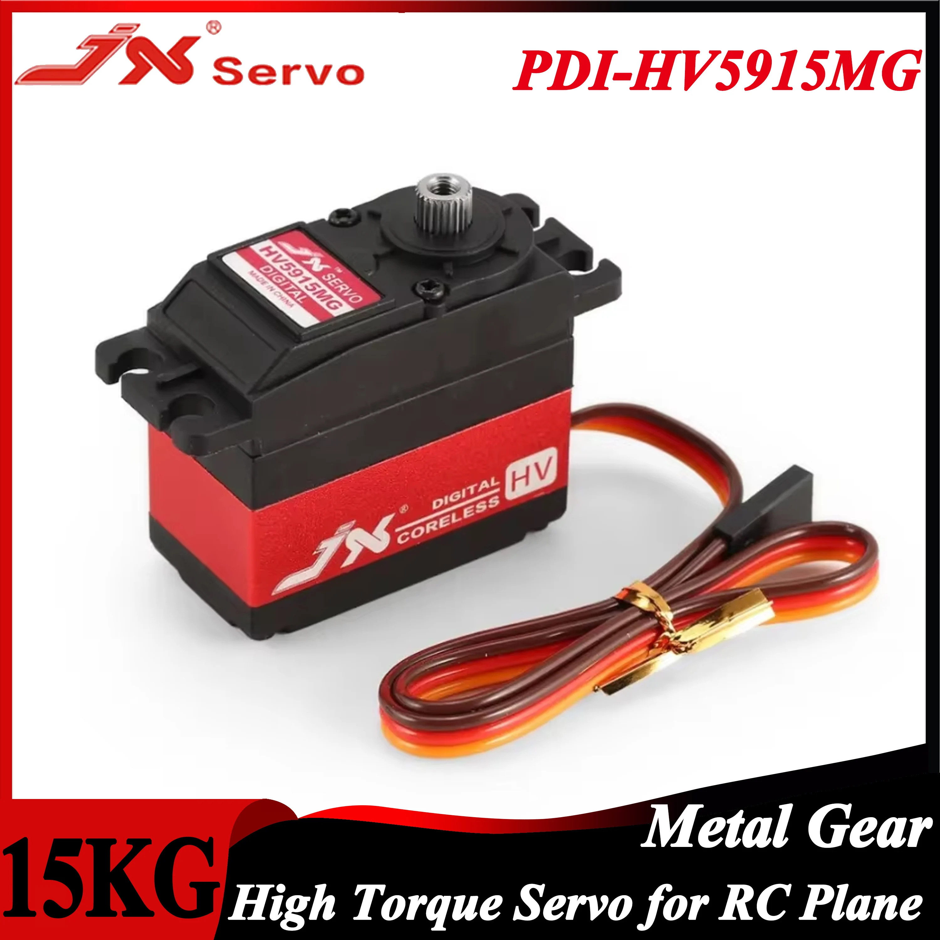 

JX PDI-HV5915MG 15kg Steering HV High Torque Coreless Motor Metal Gear Digital Servo for RC Car 600 700 Helicopter Plane Drone