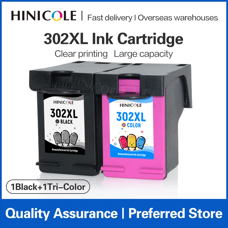 

HINICOLE Compatible For HP 302 302XL Ink Cartridge For HP302 XL Officejet 3830 3831 3832 3833 3834 4650 4652 4654 4655 4656 4657