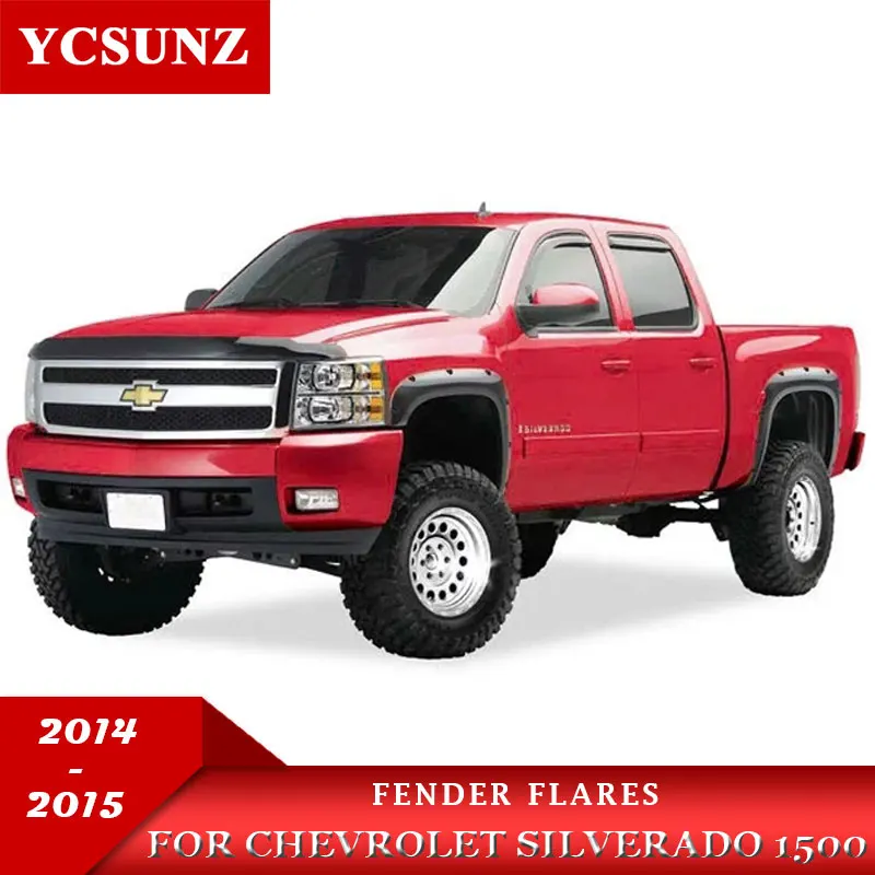 Wheel Arch Mudguards Fender Flares For Chevrolet silverado 1500 2014 2015 fender flares With Bolt Nuts Pickup Truck Ycsunz