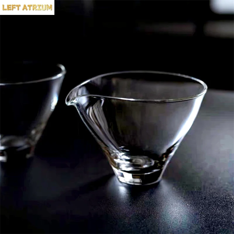 

150ml Small Capacity Bamboo Hat Heat - resistant Handmade Glass Tea Pitcher Fair Cup Tea Separator Chahai Kung Fu Tea Set Access