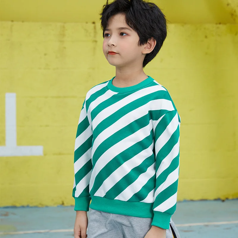 

Children's Sweatshirt 2025 Spring Autumn Striped Design Kids Long Sleeve Pullover T-Shirts For Teen Boys Girls 2-16 Years Wear