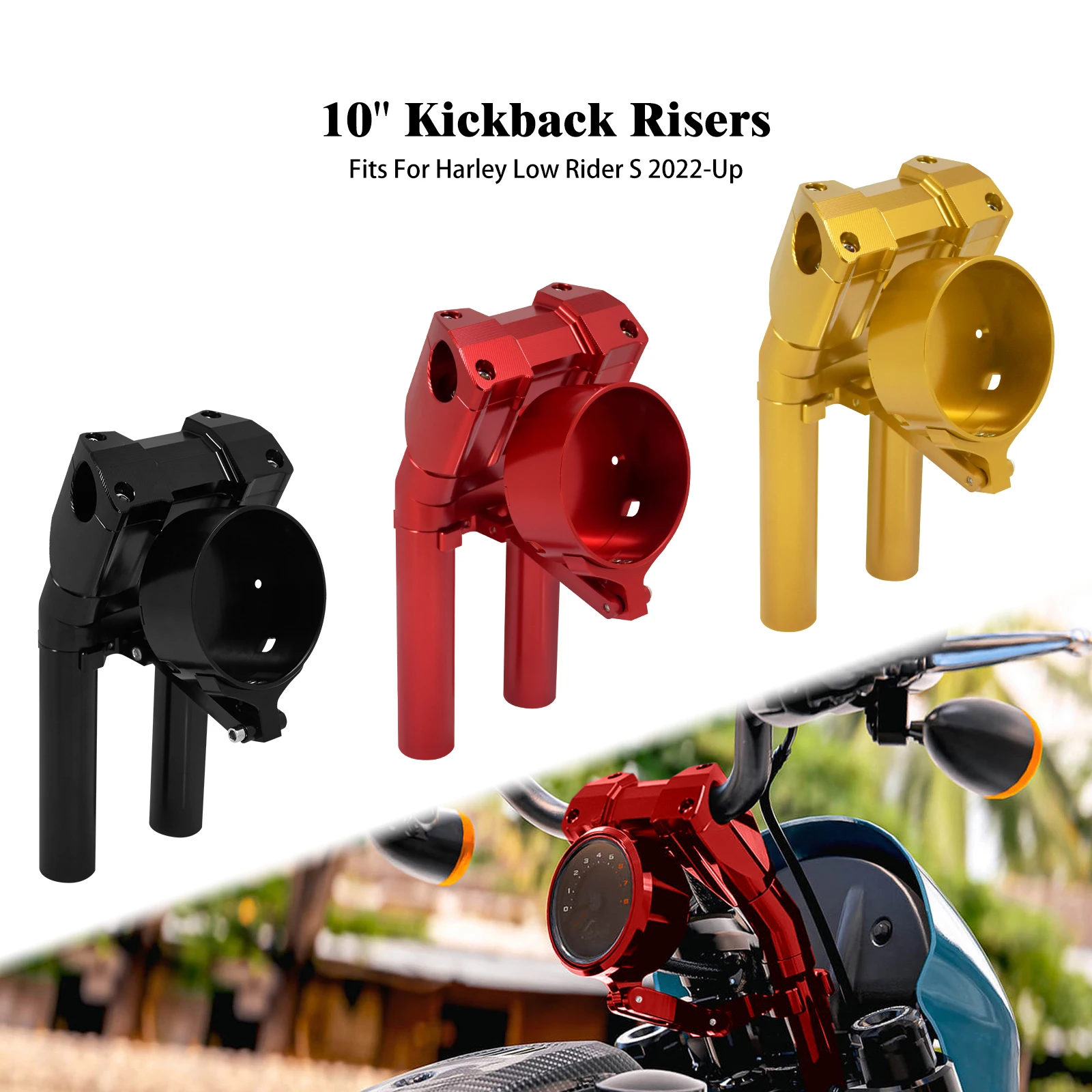 Motorcycle 10'' Handlebar Risers Instrument Support Kit Adjustable Riser Speedometer Clamp For Harley Softail Lowrider S 2022-Up