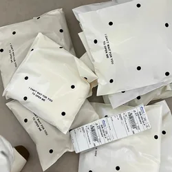 3 Sizes Black Dot Printed Express Bag White Poly Mailers Waterproof Shipping Mailing Bags Small Business Supplies Pouches 50Pcs