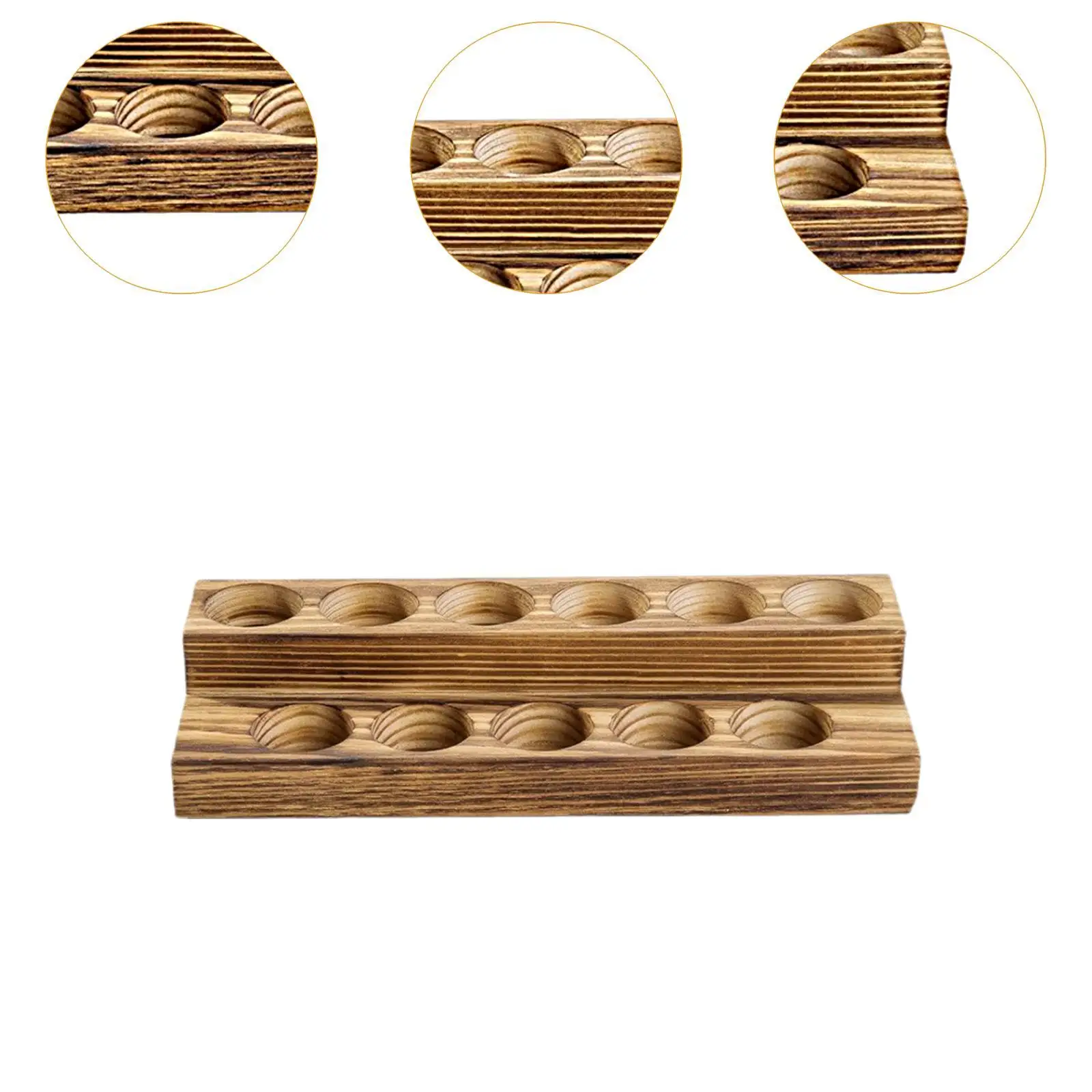 Essential Oil Bottle Shelf Organizer Rustic Wood Two Tier Holder Display Rack for Bedroom Table Countertop