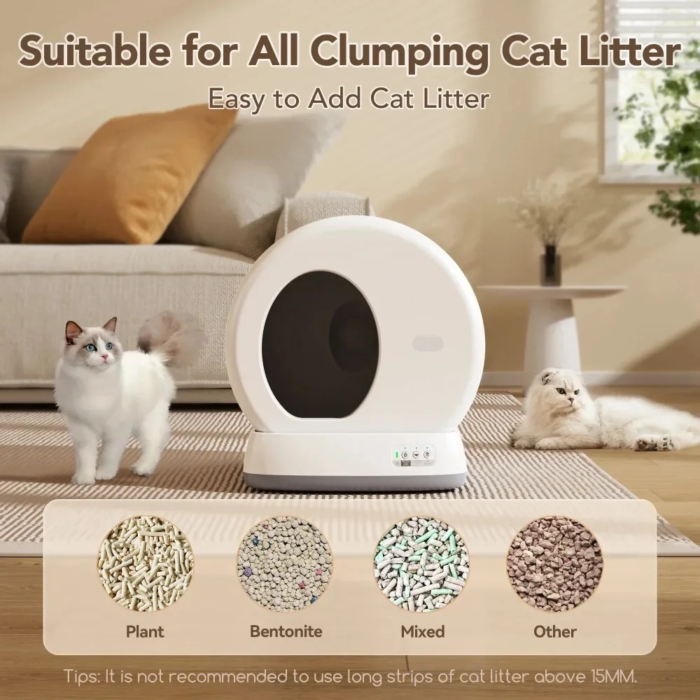 Modern Automatic Cat Litter Box with APP Control, Safety Sensors, Odor Isolation&Health Monitoring, Self-Cleaning Cat Litter Box
