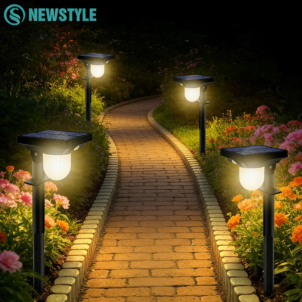 1-4 szt. Solarne reflektory ogrodowe z czujnikiem ruchu, lampy ścieżkowe, 3 tryby, wodoodporna lampa ścienna, dekoracja na patio, trawnik, chodnik