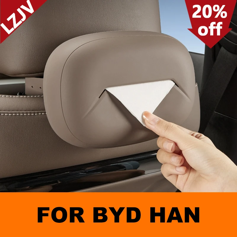 LZJV For Byd Han EV/Dmi 2024 2023 Car Styling Paper Towel Bag Silicone Headrest Decoration Auto Interior Paper Box Auto Accessor