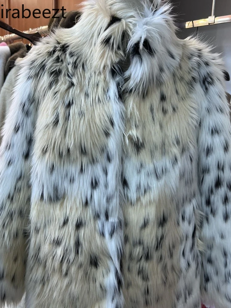 2024 new imitation skin spot winter thick warm loose fur coat leopard print Mainland China fashion winter jacket women