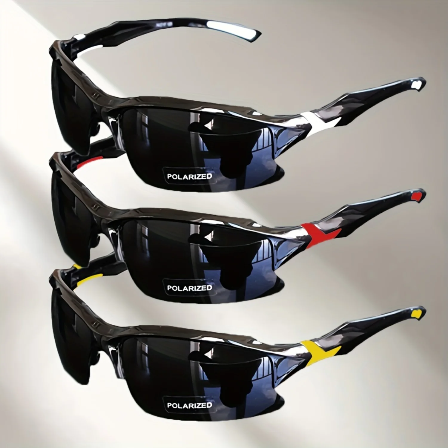 3pcs Polarized Cycling Glasses, Outdoor Sports Explosion-proof Lenses