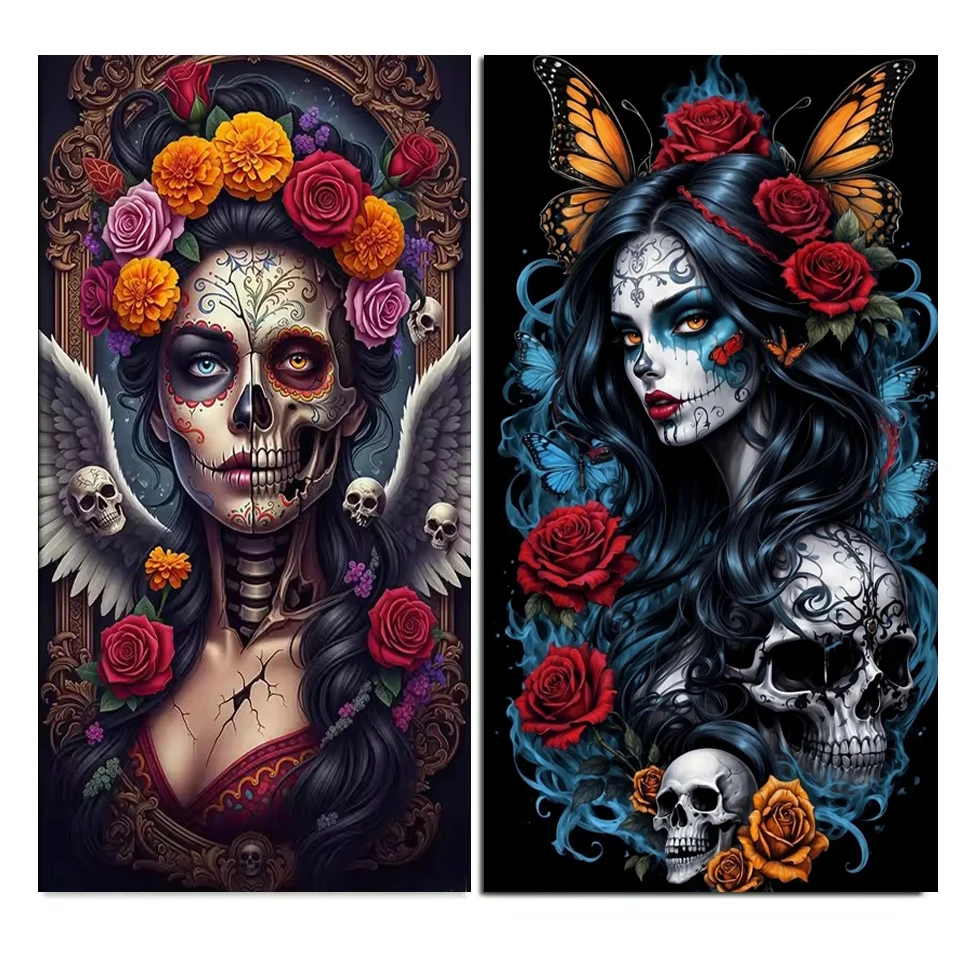 

Большой размер череп женщина DIY 5D алмазная живопись Новое поступление 2026 полный квадратер круглая дрель мозаика Алмазная художественная вышивка подарок